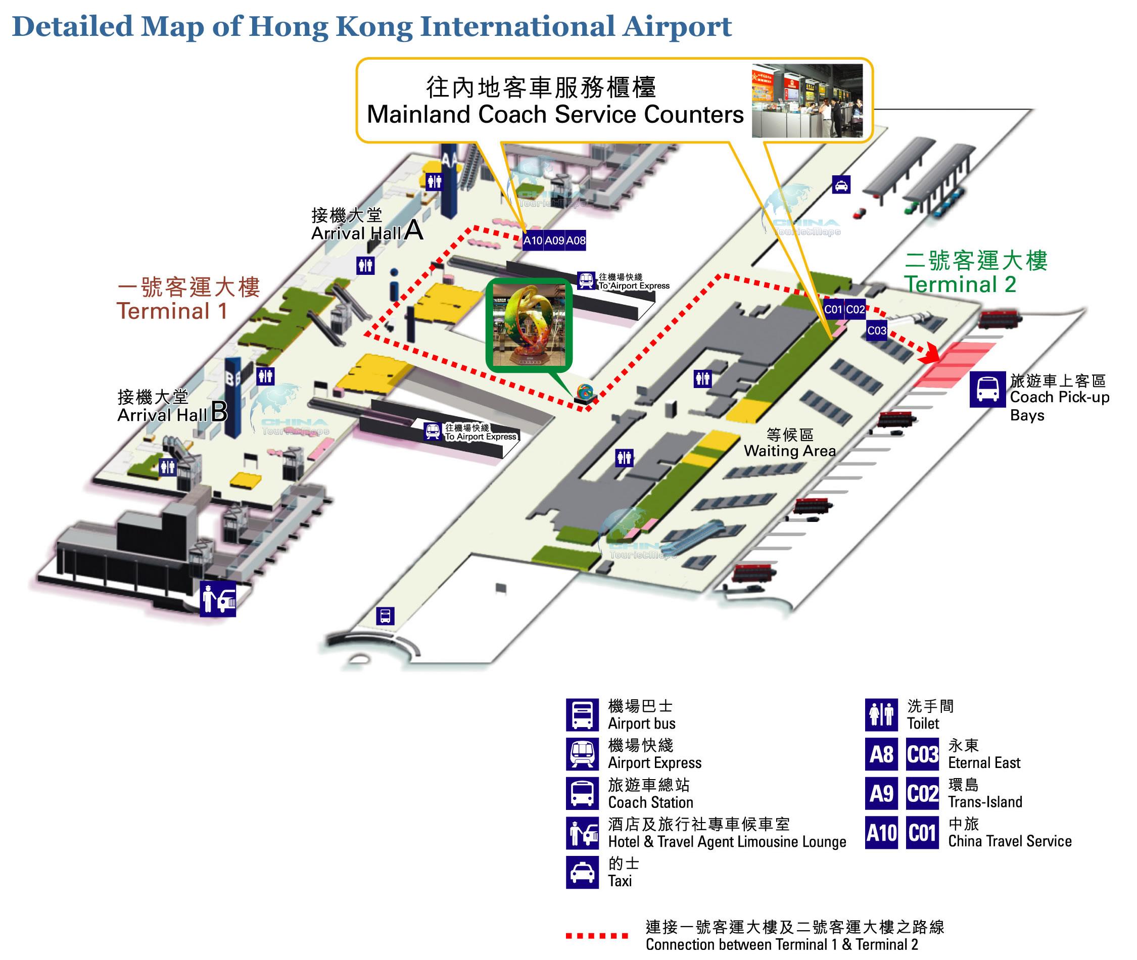 Hong Kong Airport Terminal Map Hong Kong Airport Map Terminal 1 2 China