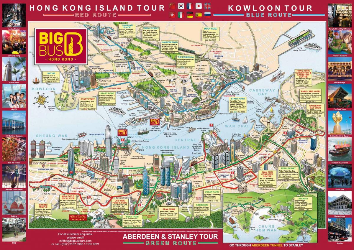 hop on hop off bus Hong Kong map