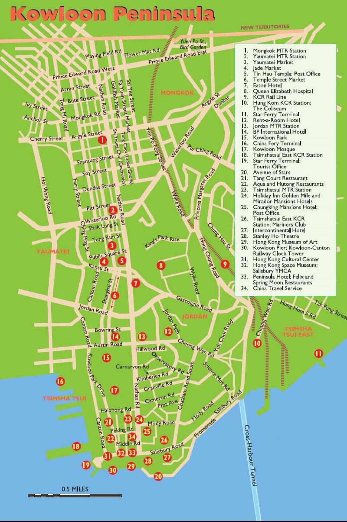 Kowloon attractions map